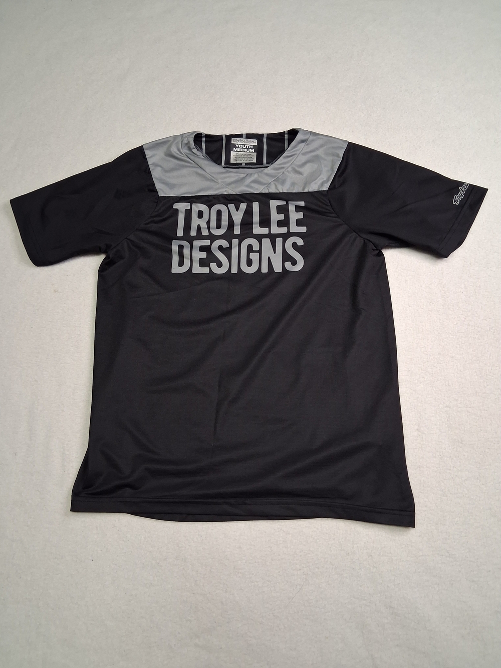 4/20$ Troy Lee Designs Kids Black & Gray Short Sleeve Tee